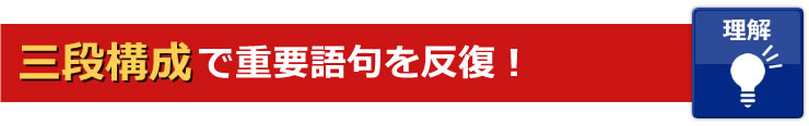 三段構成で重要語句を反復